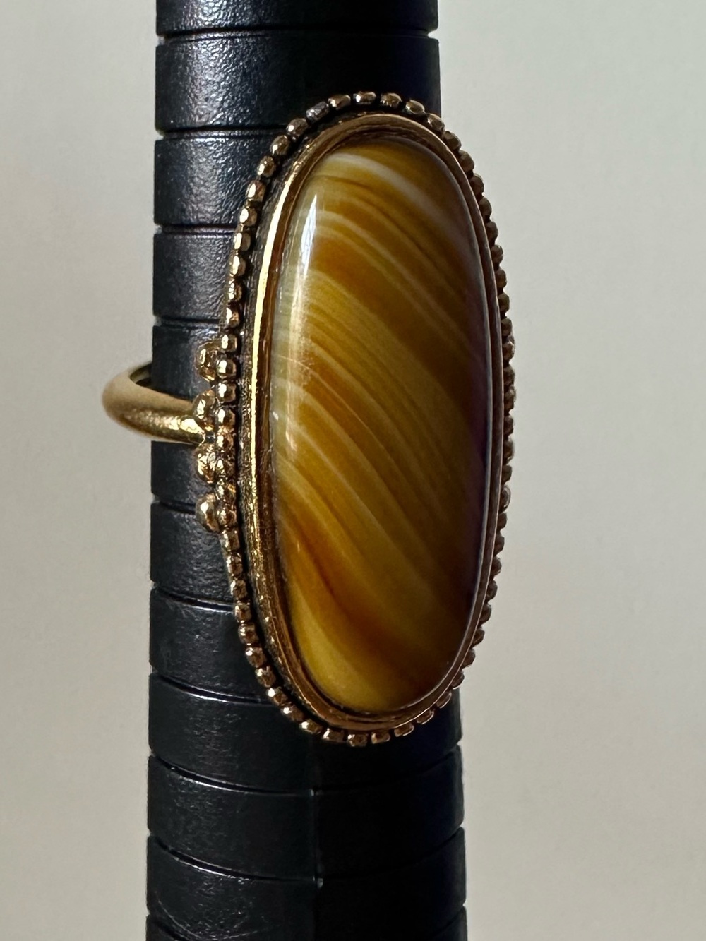 Vintage 70s Avon Shimmering Sands Tigers Eye Ring Boho